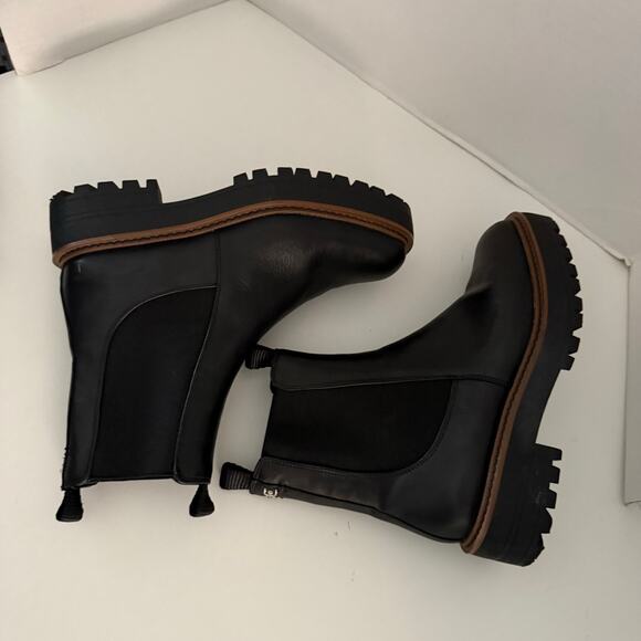 Sam Edelman Laguna Chelsea boot two tone black leather CHUNKY sole pull on 7.5 - Picture 9 of 15